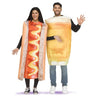 Hot Dog and Beer couple costume for adults with two printed tunics – lightweight, funny food-themed outfits for Halloween or party duos - FunWorld - Party Shop