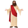 Adult Jesus costume with robe, shoulder drape, crown of thorns, wig, and beard set – ideal for Halloween or biblical-themed event - FunWorld - Party SHop