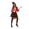 MOM - Adult Ringmaster Costume – red dress with gloves, choker & headpiece. Perfect circus ringmaster outfit for Halloween, cosplay, carnival & stage shows. Party Shop.