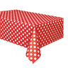 Unique - Nappe rectangulaire en plastique  54" x 108" - pois rouges rubis - Party Shop