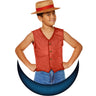 Child wearing official One Piece Luffy costume kit – red vest and straw hat, perfect for Halloween or anime cosplay - inspirit - Party Shop