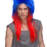WESTBAY - Perruque Haute Gamme - Rocker Long Bleu Et Rouge - Party Shop