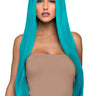 Leg Avenue - Perruque Longue Droite Raie Milieu Turquoise - Party Shop