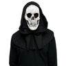 Reaper horror mask with black shroud, soft PVC half-face – creepy Halloween accessory for adults - Funworld - Party shop