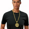 KBW Global - Gold rhinestone dollar sign necklace on chunky chain. Oversized hip-hop bling accessory perfect for Halloween, rapper costumes, 80s 90s parties and concerts - Party shop