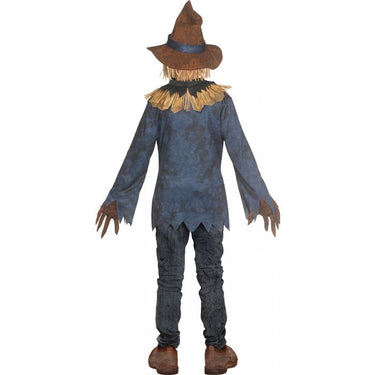 Scare Creep child costume with creepy mask, long finger gloves, collar, belt, and hat – perfect for a scary Halloween scarecrow look. - Funworld - Party Shop 
