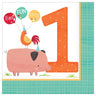Amscan - Serviette De Table (12) - 1 An Animaux De La Ferme - Party Shop