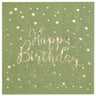 Santex - Serviettes À Cocktail (20) - Happy Birthday Sauge / Or - Party Shop