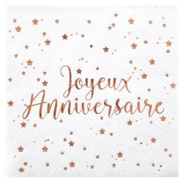 Santex - Serviettes A Cocktail Joyeux Anniversaires Rose Gold (20) - Party Shop