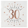 Santex - Serviettes De Table Étincelant Rose Gold 30 Ans (10) - Party Shop