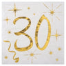 Santex - Serviettes à Cocktail Or 30 Ans (20) - Party Shop