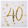 Santex - Serviettes à Cocktail Or 40 Ans (20) - Party Shop