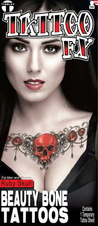 TINSLEY - Tatouage Temporaire - Beauty Bone Crâne Rubis - Party Shop