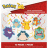 Unique - Décorations suspendues en spirale avec découpes de Pokémon, 12 unités - Party Shop