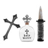 MOM - Vampire hunter kit Halloween set with cross, holy water bottle and wooden-effect knife. Perfect accessory for horror costumes and cosplay. - Party Shop