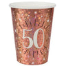 Santex - Verres 9 0Z Étincelant Rose Gold 50 Ans  (10) - Party Shop