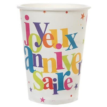 Santex - Verres 9 Oz - Joyeux Anniversaire Festif Multicolore (10) - Party Shop