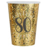 Santex - Verres 9Oz - Étincelant Or 80 Ans (10) - Party Shop