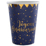 Santex - Verres 9Oz - Joyeux Anniversaire - Bleu Marin et Or (10) - Party Shop