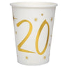 Santex - Verres 9Oz - Blanc et Or 20 Ans (10) - Party Shop