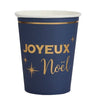 Santex - Verres en carton 9oz (10) - Joyeux Noël Chic Bleu marin Or - Party Shop
