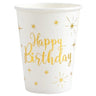 Santex - Verres 9Oz - Happy Birthday Blanc et Or (10) - Party Shop