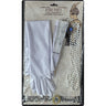 KBW Global - White flapper costume kit with satin gloves, pearl necklace, sequin headband and vintage-style brooch – glamorous 1920s outfit for Halloween or Gatsby parties – Party Shop