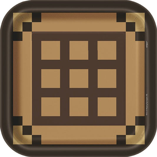 Unique - Assiette Carré 9Po - Pixel (Minecraft) - Party Shop
