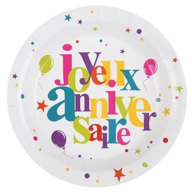 Santex - Assiettes 9Po (10) -  Joyeux Anniversaire Festif Multicolore - Party Shop
