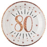 Santex - Assiettes 9Po (10) - Rose Gold 80 Ans - Party Shop