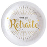 Santex - Assiettes 9Po  Vive La Retraite Blanc (10) - Party Shop