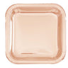 Unique - Assiettes En Carton Carré 9Po (8) - Rose Gold - Party Shop