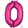 Anagram - Ballon Mylar 16" - Nombre 0 Magenta - Party Shop