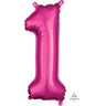 Anagram - Ballon Mylar 16" - Nombre 1 Magenta - Party Shop