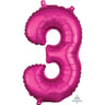 Anagram - Ballon Mylar 16" - Nombre 3 Magenta - Party Shop