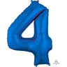 Anagram - Ballon Mylar 16" - Nombre 4 Bleu - Party Shop