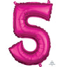 Anagram - Ballon Mylar 16" - Nombre 5 Magenta - Party Shop