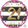 Anagram - Ballon Mylar 18 Po - 21 Noir Blanc Or Rose - Party Shop