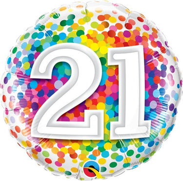 Qualatex - Ballon Mylar 18Po - 21 Ans Confetti - Party Shop