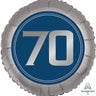 Anagram - Ballon Mylar 18Po - 70 Ans Bleu Marin Et Argent - Party Shop