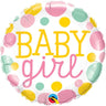 Qualatex - Ballon Mylar 18Po - Baby Girl Pois - Party Shop