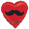 Anagram - Ballon Mylar 18Po - Coeur Rouge Et Moustache Noire - Party Shop