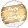 Anagram - Ballon Mylar 18Po - Happy 40Th Birthday (Blanc Et Or) - Party Shop