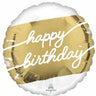 Anagram - Ballon Mylar 18Po - Happy Birthday Blanc Et Or - Party Shop