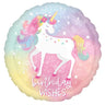 Qualatex - Ballon Mylar 18Po - Licorne ( Birthday Wishes) - Party Shop