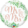 Qualatex - Ballon Mylar 18Po -  Mr & Mrs Avec Feuilles - Party Shop
