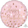 Anagram - Ballon Mylar 18Po - Rose Et Doré (Happy Birthday) - Party Shop
