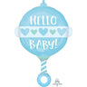 Anagram - Ballon Mylar 24Po - Hochet Bleu (Hello Baby) - Party Shop