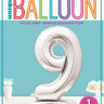 Unique - Ballon Mylar Centre De Table - Chiffre 9 Argent - Party Shop