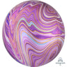 Anagram - Ballon Mylar Orbz Marbré -  Or/Mauve/Bleu Pâle - Party Shop